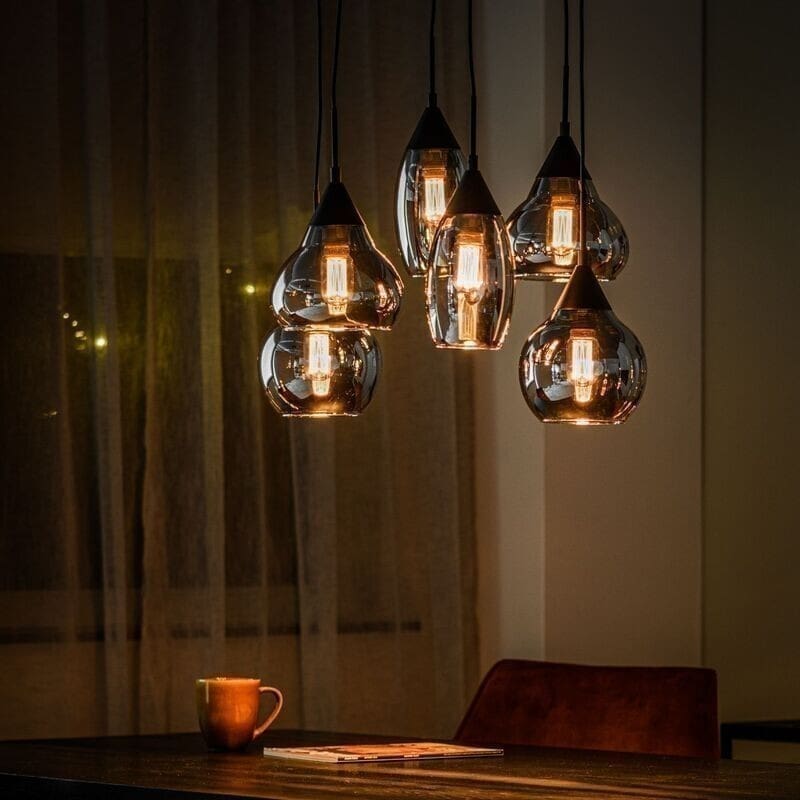 Pronto Wonen Hanglamp Lungo glas smoke zwart Zwart Lamp