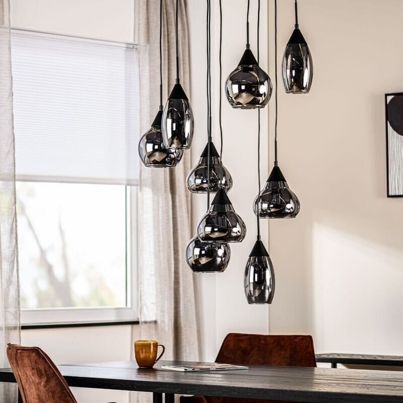 Pronto Wonen Hanglamp Lungo glas smoke zwart Zwart Lamp