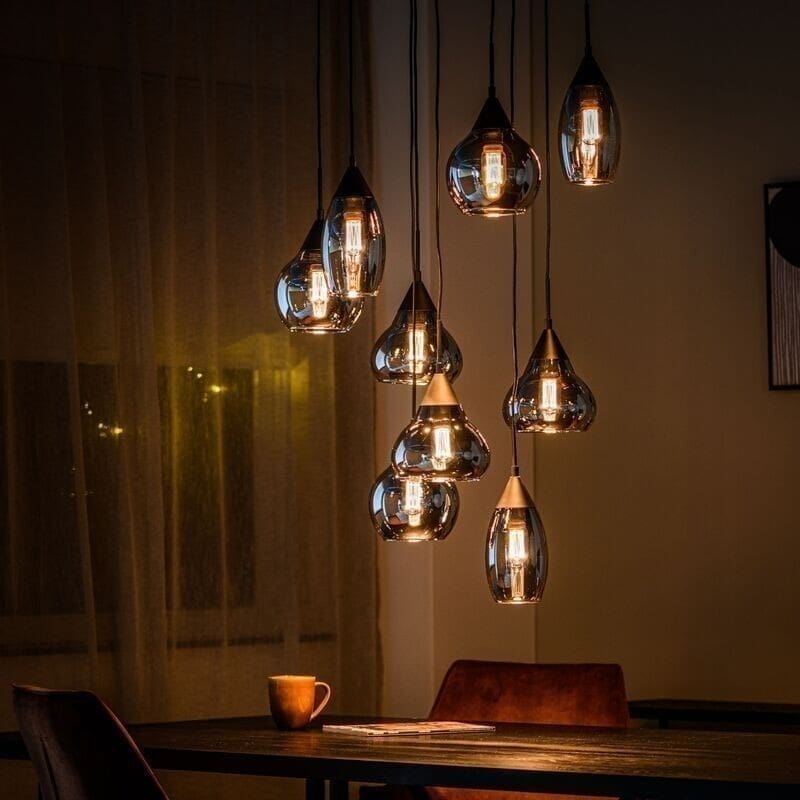 Pronto Wonen Hanglamp Lungo glas smoke zwart Zwart Lamp