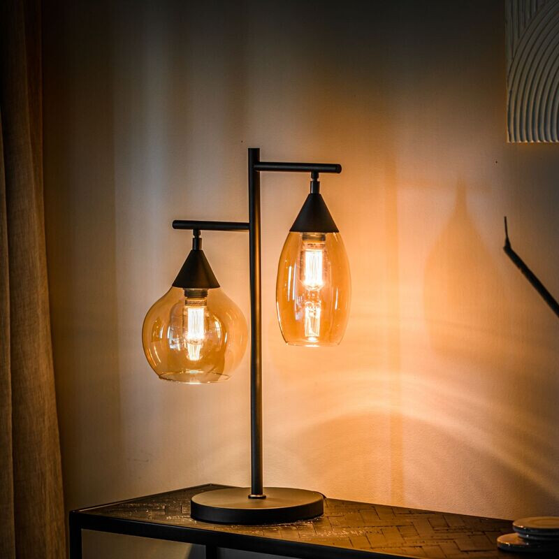 Tafellamp Lungo glas – amber zwart € 129,95 ⋆ Pronto ⋆ Meubelen