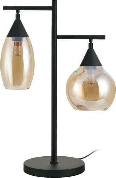 Pronto Wonen Tafellamp Lungo glas amber zwart Zwart Lamp
