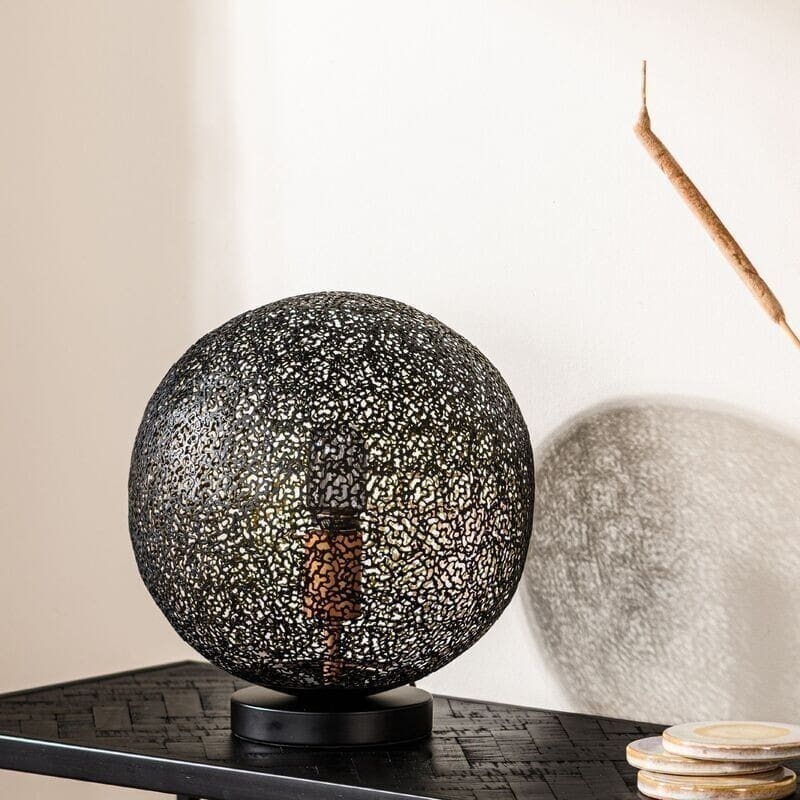 Pronto Wonen Tafellamp Tossica Ø 30 cm zwart staal Zwart Lamp