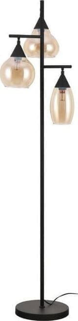 Pronto Wonen Vloerlamp Lungo glas amber zwart Zwart Lamp