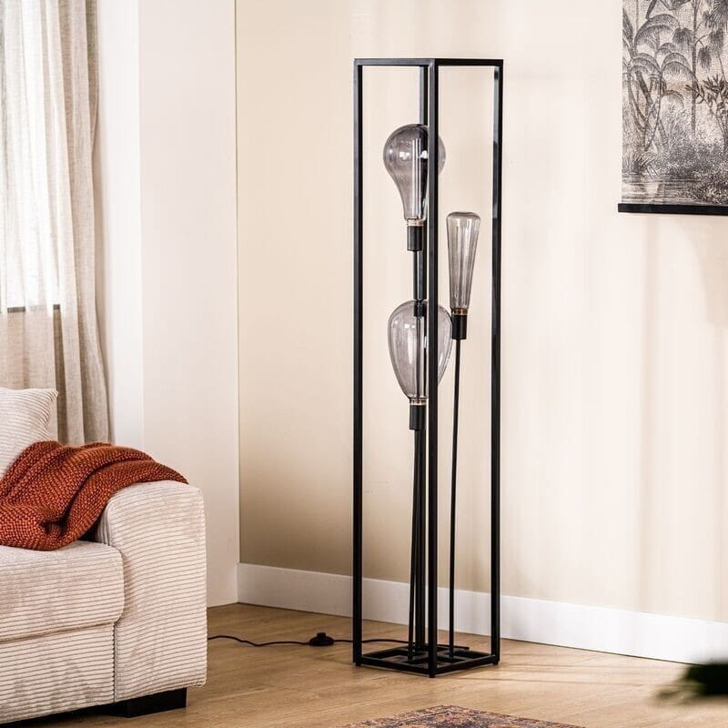 Pronto Wonen Vloerlamp Tiamo zwart staal Zwart Lamp