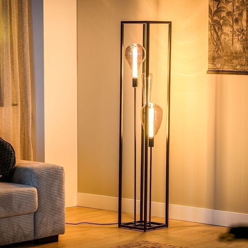Pronto Wonen Vloerlamp Tiamo zwart staal Zwart Lamp