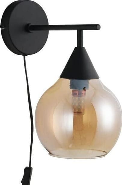 Pronto Wonen Wandlamp Lungo glas amber zwart Zwart Lamp