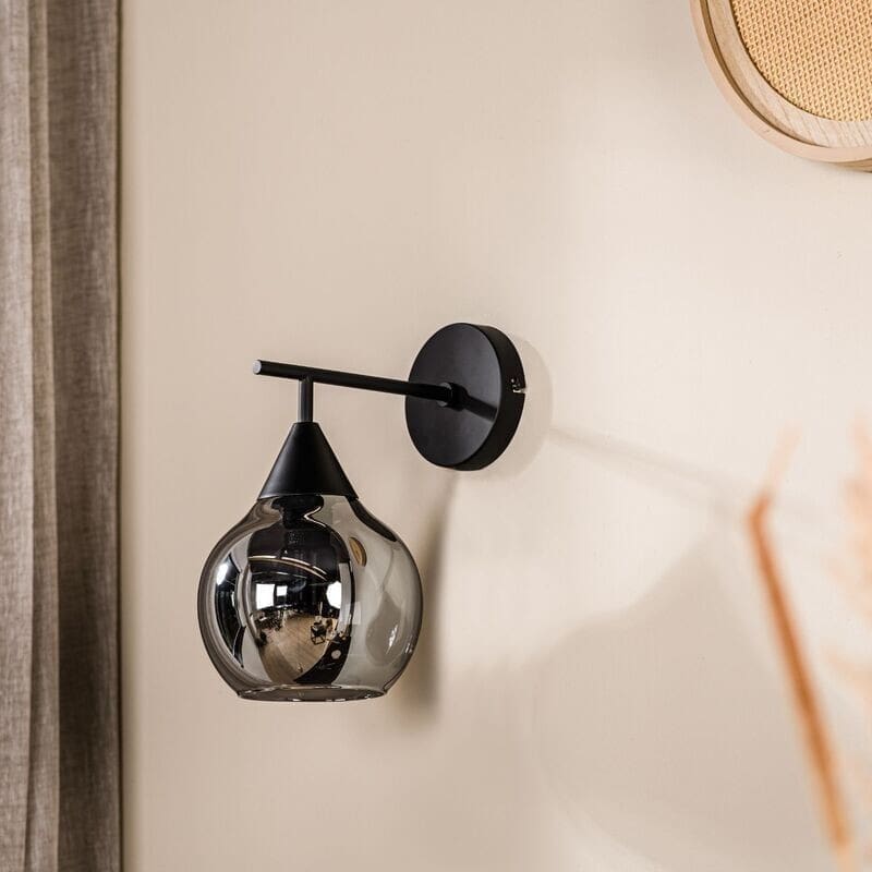 Pronto Wonen Wandlamp Lungo glas smoke zwart Zwart Lamp