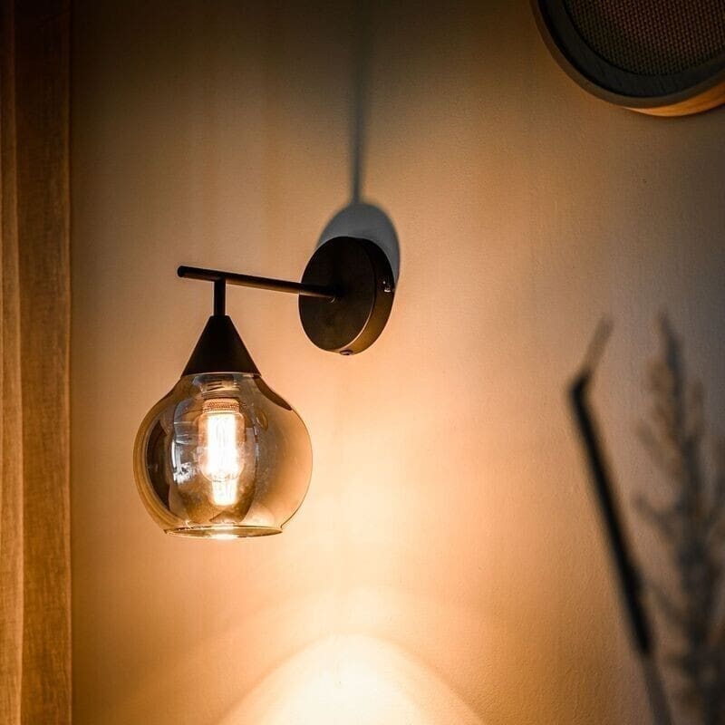 Pronto Wonen Wandlamp Lungo glas smoke zwart Zwart Lamp