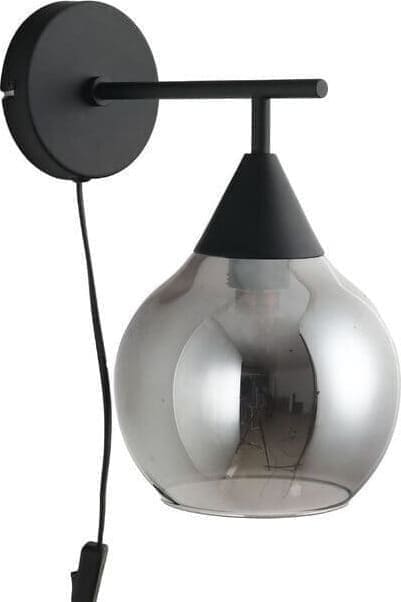 Pronto Wonen Wandlamp Lungo glas smoke zwart Zwart Lamp