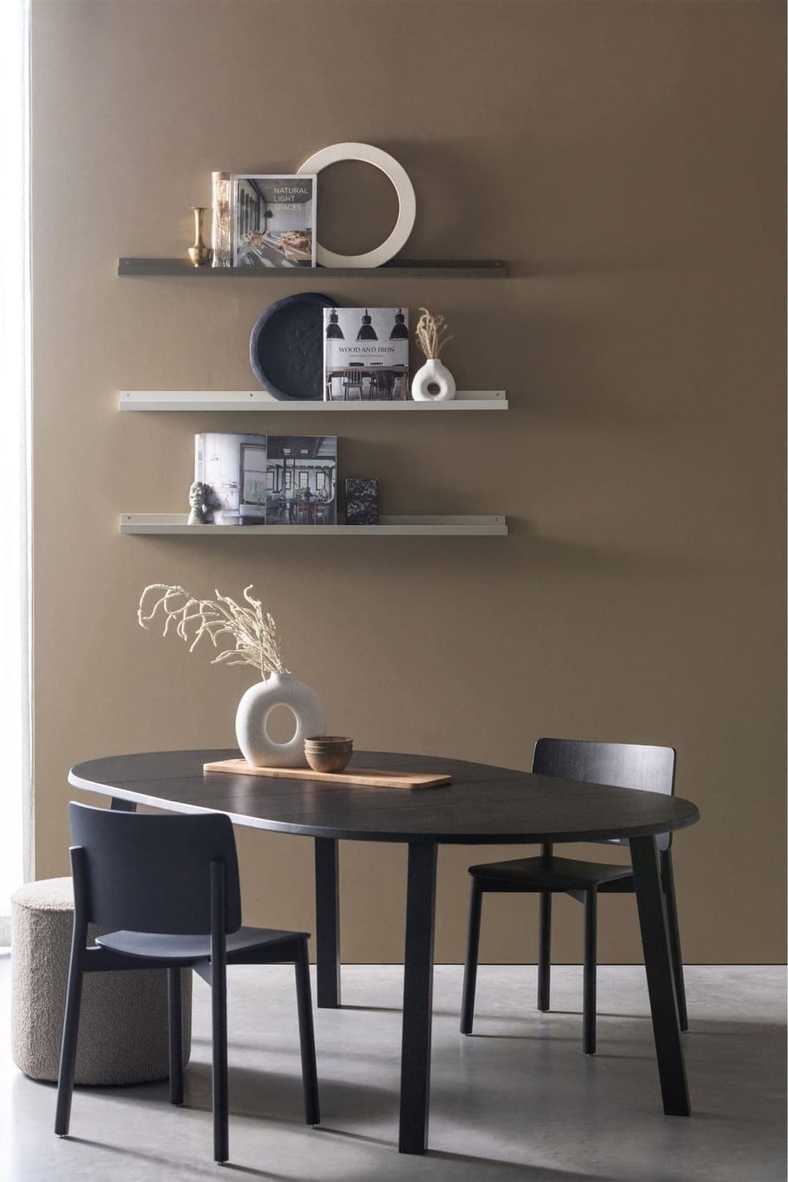 WOOOD Exclusive Lange Jan Uitschuifbare Eettafel Rond Eiken Blacknight Zwart Eetkamertafel