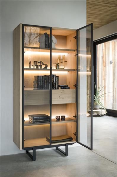 Xooon Modali dressoir 143 cm - 1-deur + 2-laden (+ LED) - onyx Zwart Dressoir