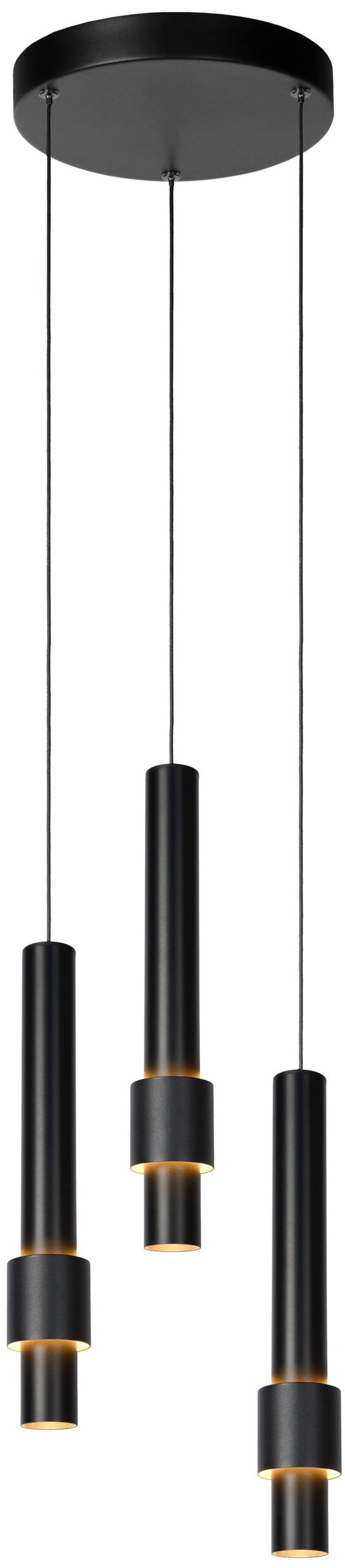 Lucide Margary Hanglamp Ø28 Cm Led Dimb. 3x4,3w 2700k - Zwart Lucide Hanglamp 24402/15/30