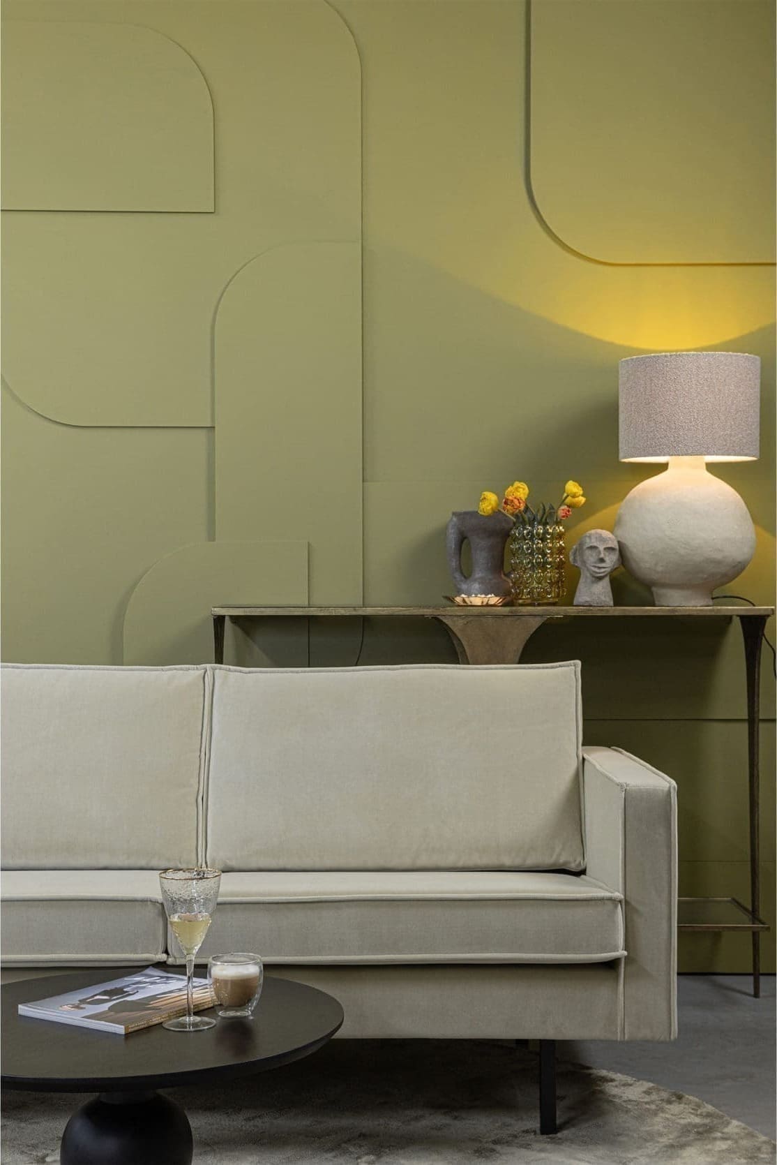 BePureHome Rodeo 3-zitsbank Velvet Pistache Pistachio Bank
