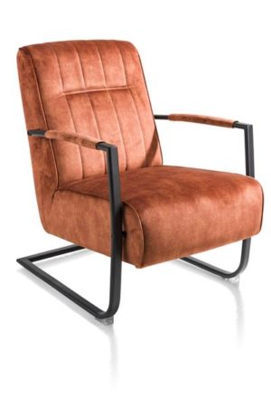 Henders & Hazel Northon fauteuil met swing-frame metaal zwart - stof karese koper  Fauteuil