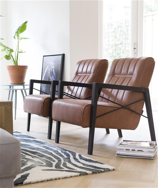 Henders & Hazel Northon fauteuil met swing-frame metaal zwart - stof maison koper  Fauteuil