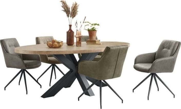 Profijt Meubel Ovale eettafel Silvares 225x120cm Bruin|Naturel Eettafel