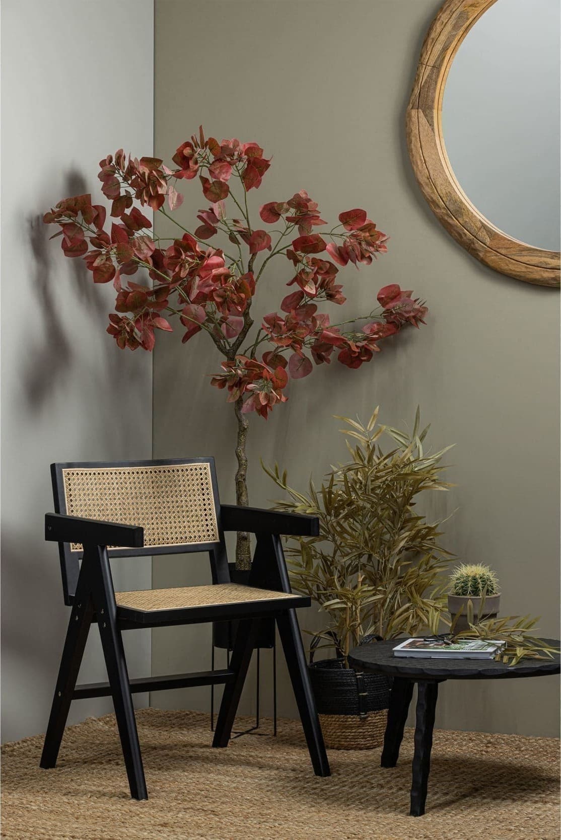 WOOOD Exclusive Gunn Eetkamerstoel Rattan / Hout Zwart Zwart Eetkamerstoel
