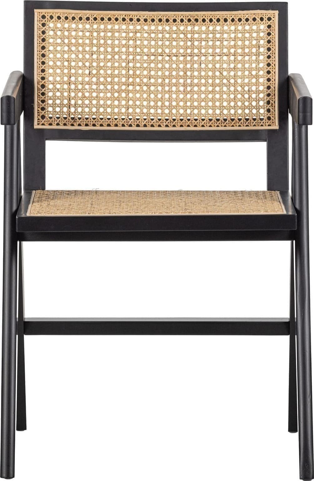 WOOOD Exclusive Gunn Eetkamerstoel Rattan / Hout Zwart Zwart Eetkamerstoel