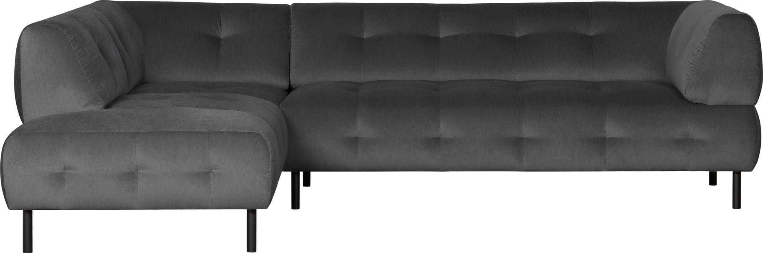 WOOOD Exclusive Lloyd Hoekbank Links Gewassen Fluweel Cast Iron Antraciet|Grijs Hoekbank