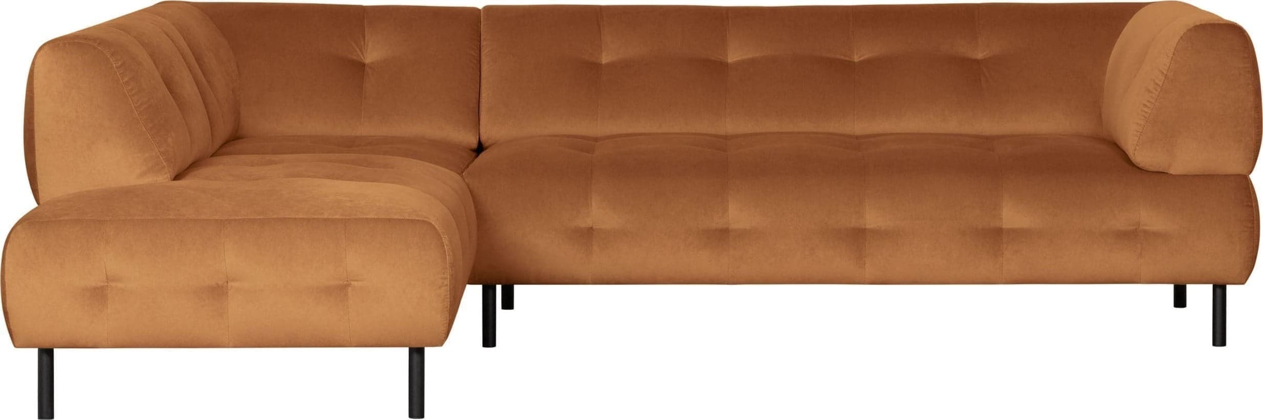 WOOOD Exclusive Lloyd Hoekbank Links Gewassen Fluweel Cinnamon Cognac|Bruin Hoekbank
