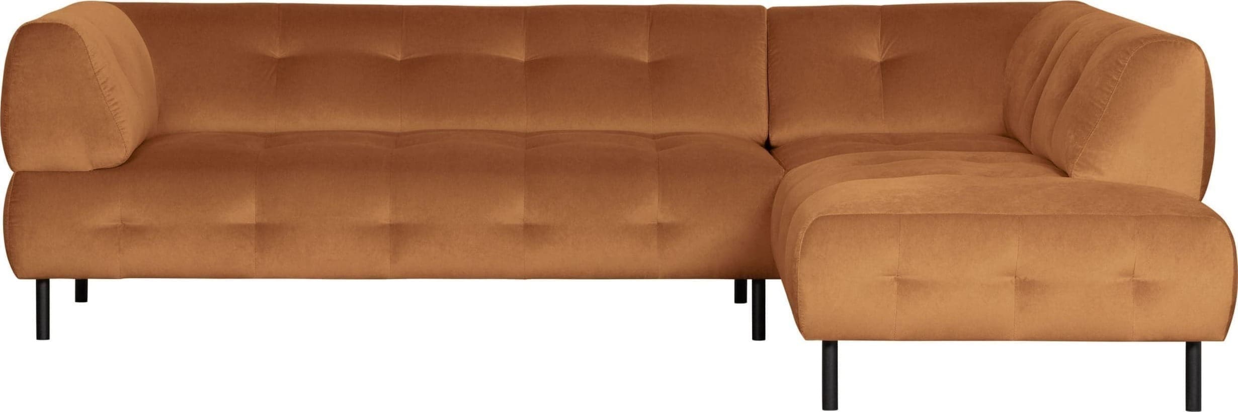 WOOOD Exclusive Lloyd Hoekbank Rechts Gewassen Fluweel Cinnamon Cognac|Bruin Hoekbank