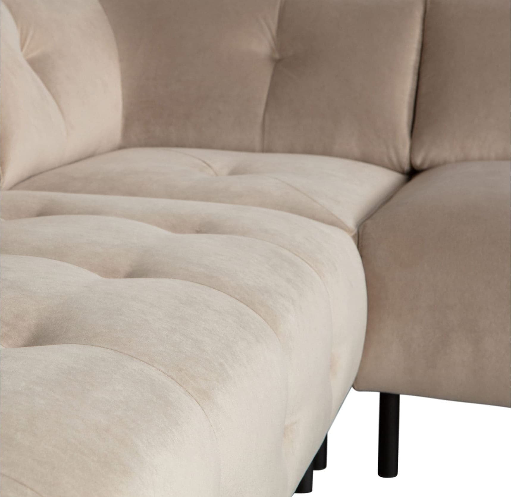 WOOOD Exclusive Lloyd Hoekbank Rechts Gewassen Fluweel Sea Salt Multi|Beige Hoekbank