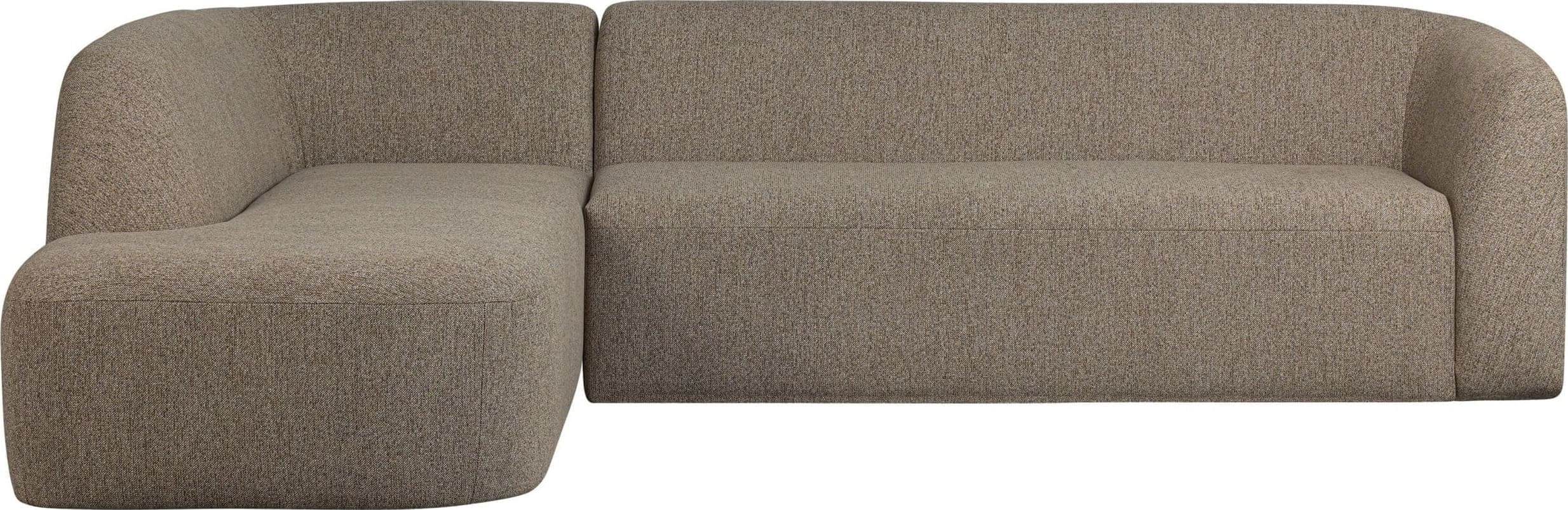 BePureHome Sloping Hoekbank Links Lichtbruin Melange Bruin Hoekbank