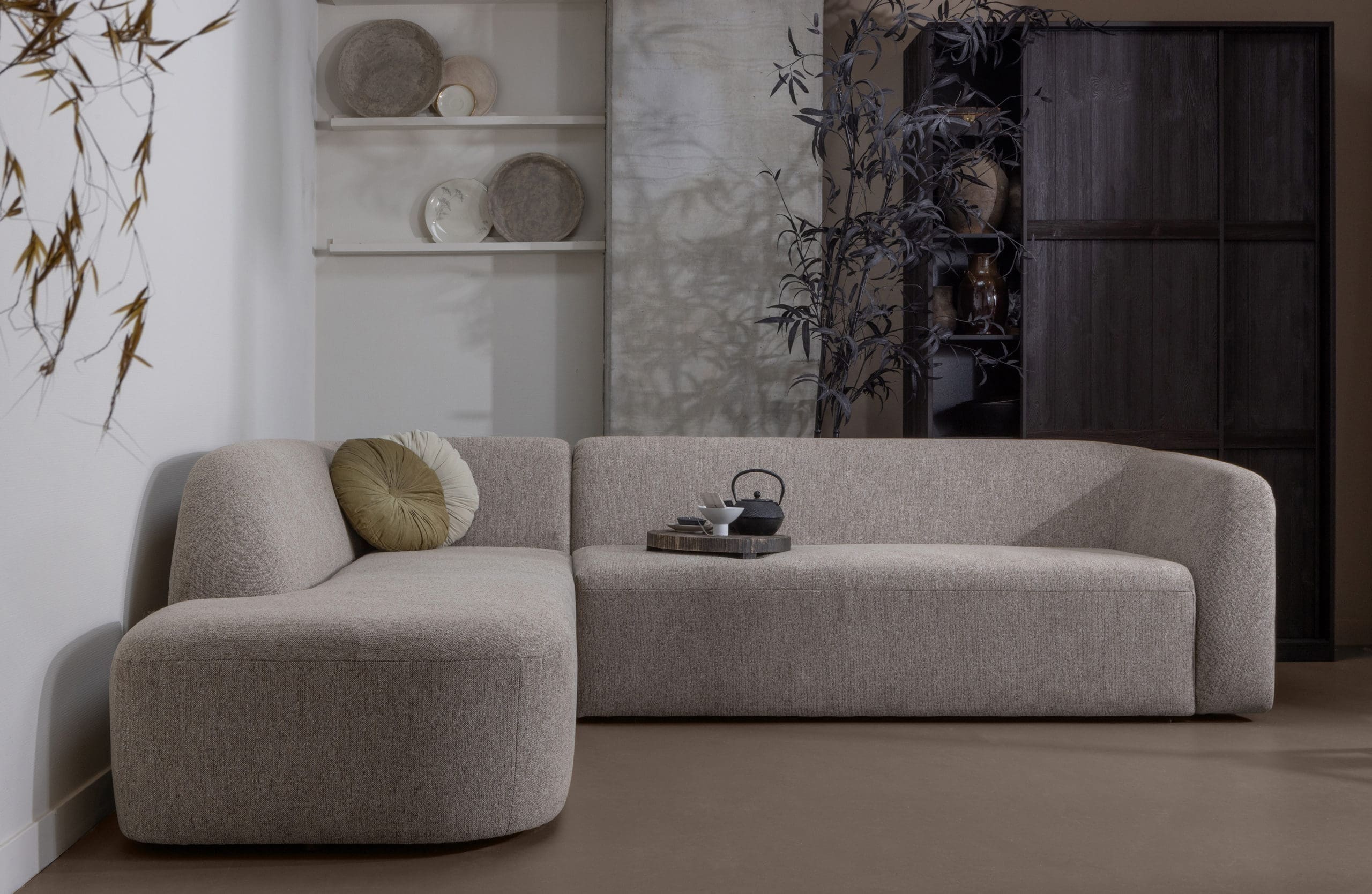 BePureHome Sloping Hoekbank Links Naturel Melange Naturel Hoekbank