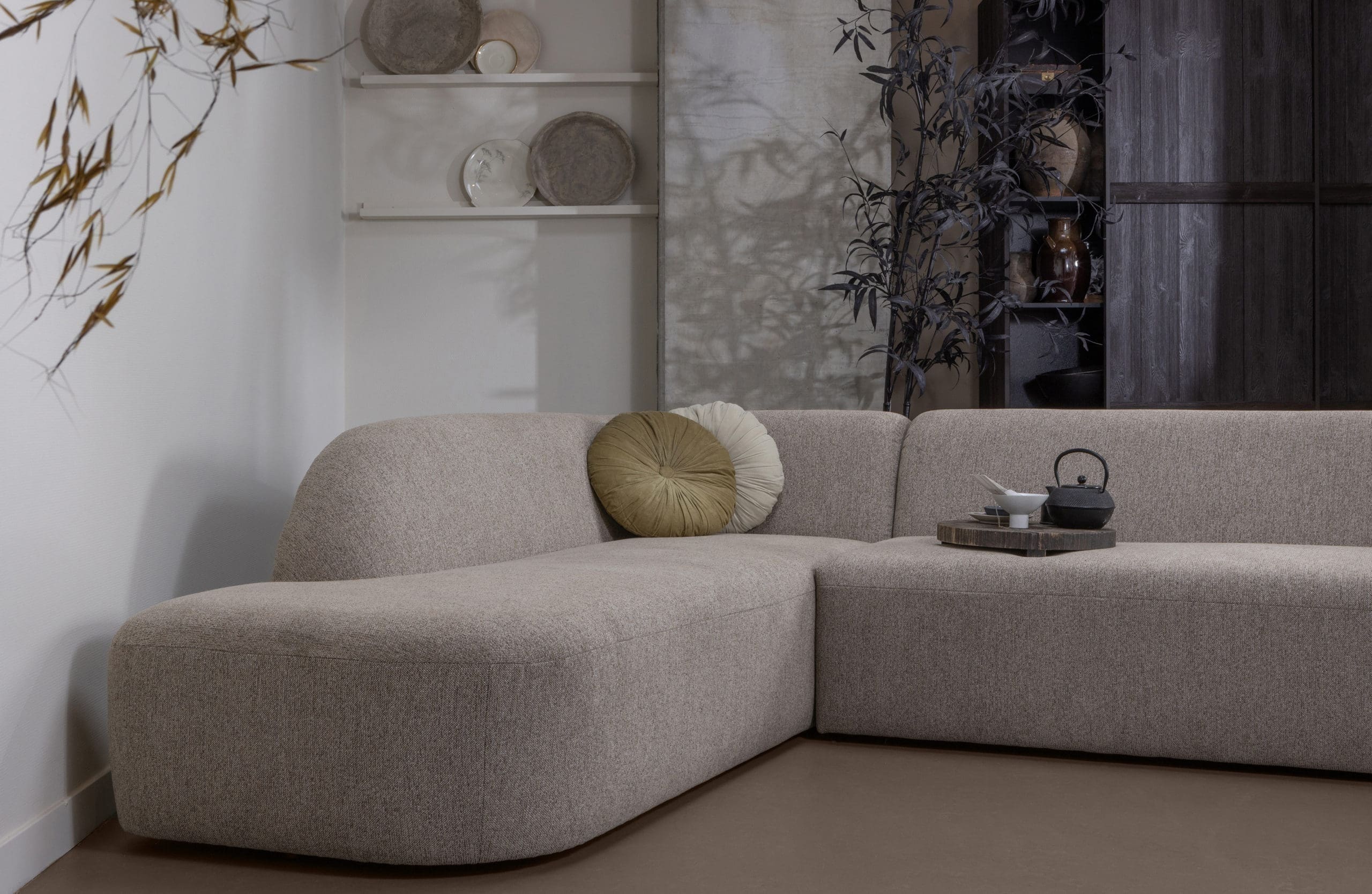 BePureHome Sloping Hoekbank Links Naturel Melange Naturel Hoekbank