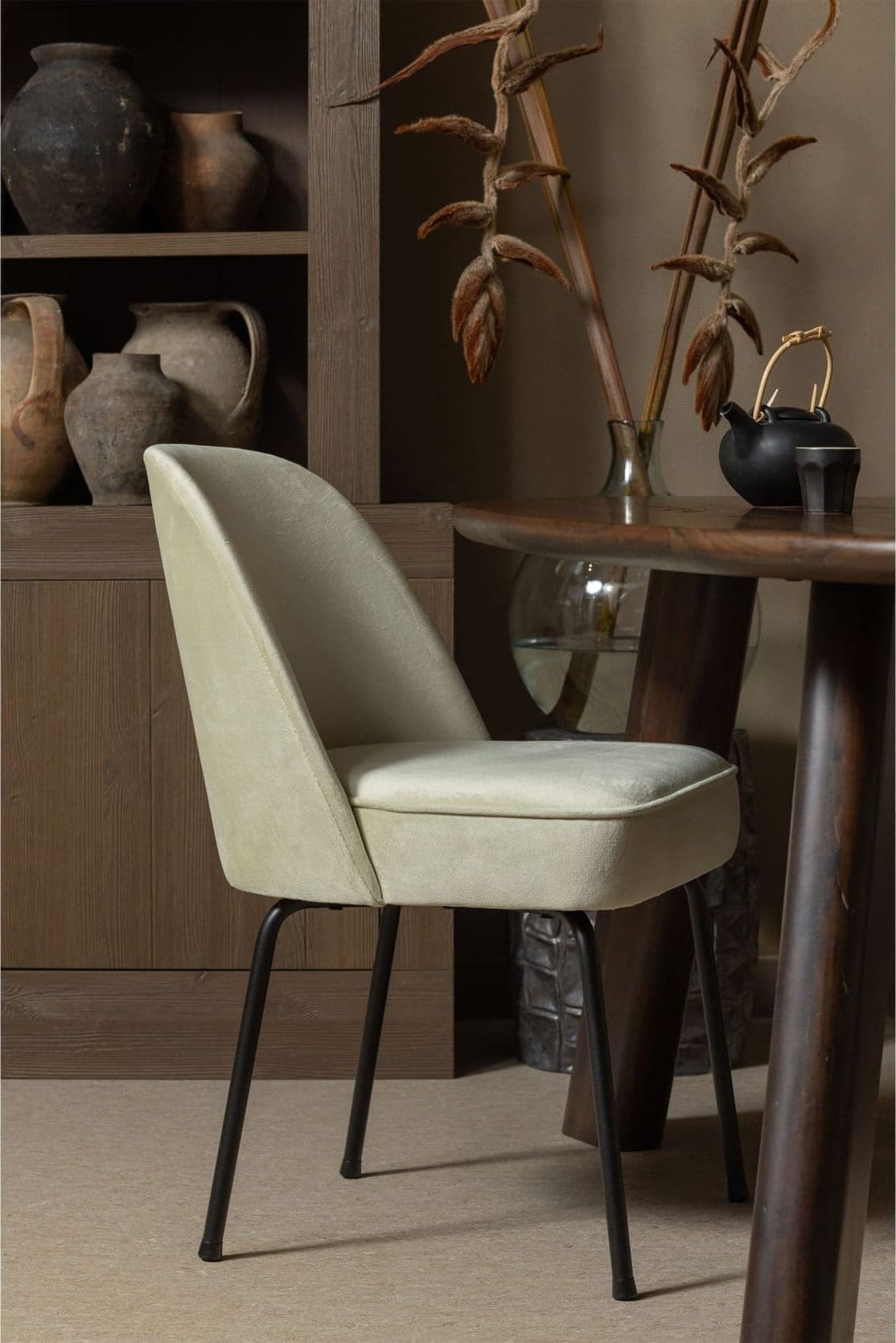 BePureHome Vogue Eetkamerstoel Fluweel Pistache Pistachio Eetkamerstoel