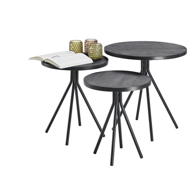 Profijt Meubel Bijzettafelset Chiva zwart Zwart Bijzettafel