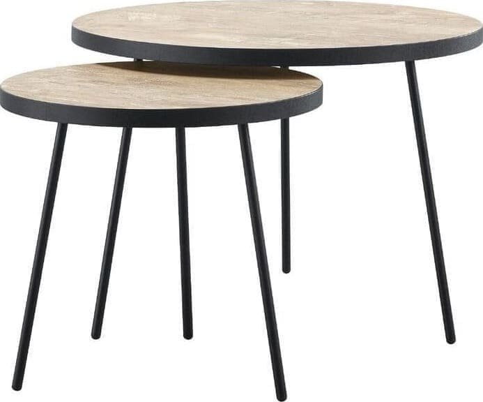 Profijt Meubel Bijzettafelset Zena orange teak wood Bruin|Naturel Bijzettafel