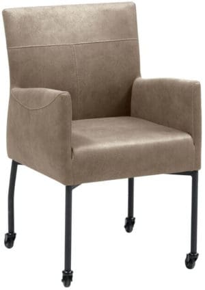 Pronto Wonen Eetkamerstoel Barola microvezel taupe Taupe Armstoel