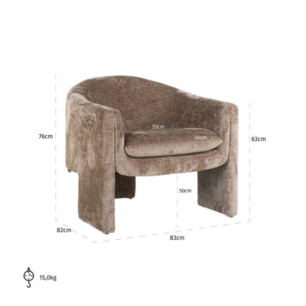 Richmond Interiors Fauteuil Charmaine taupe chenille Taupe Fauteuil