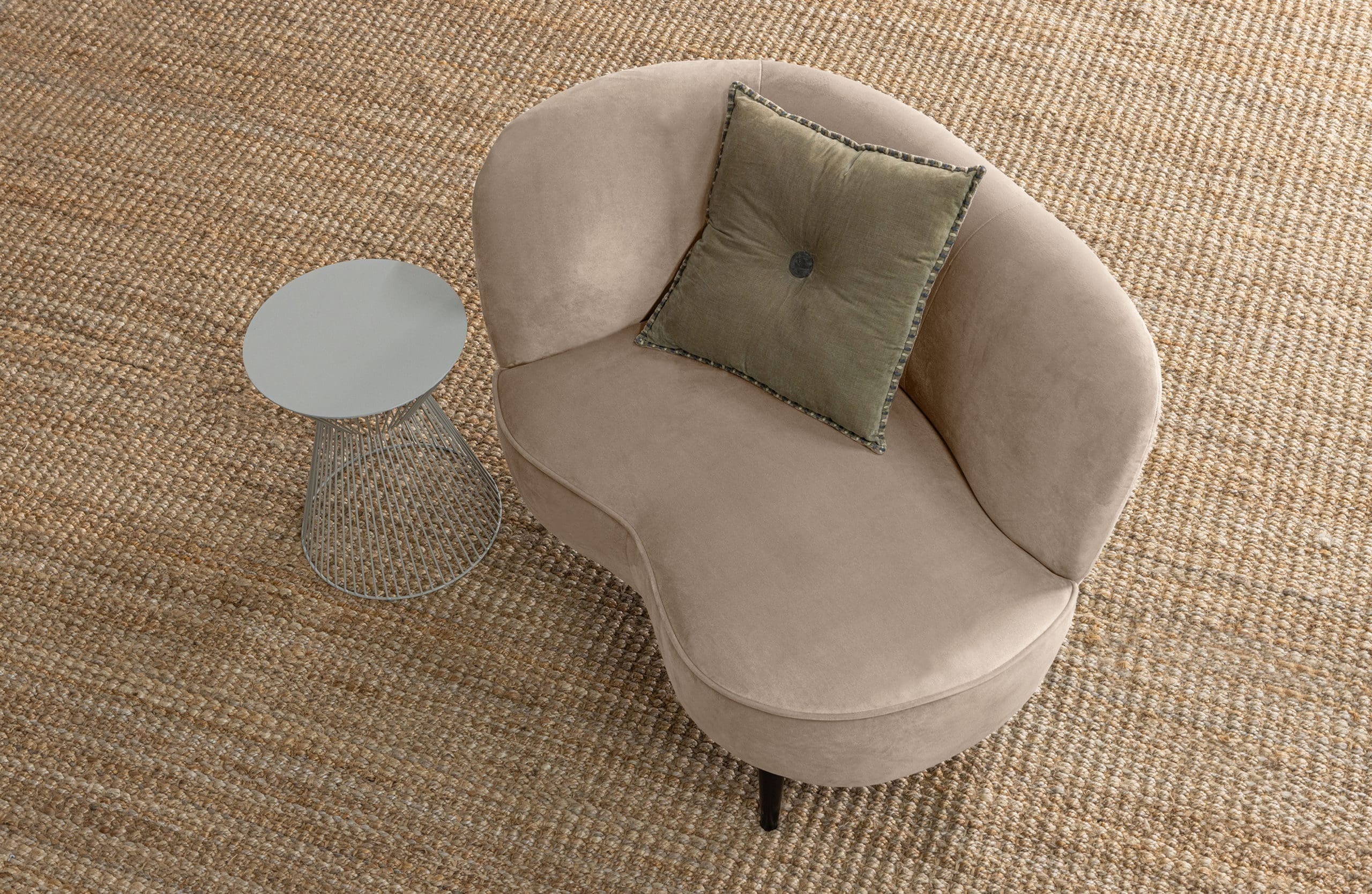 WOOOD Sara Lounge Fauteuil Links Fluweel Khaki Beige|Taupe Fauteuil