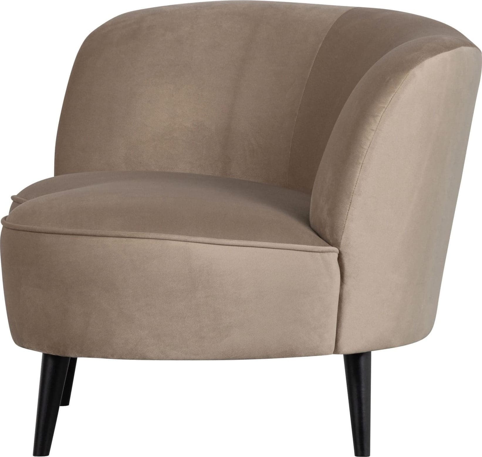 WOOOD Sara Lounge Fauteuil Links Fluweel Khaki Beige|Taupe Fauteuil