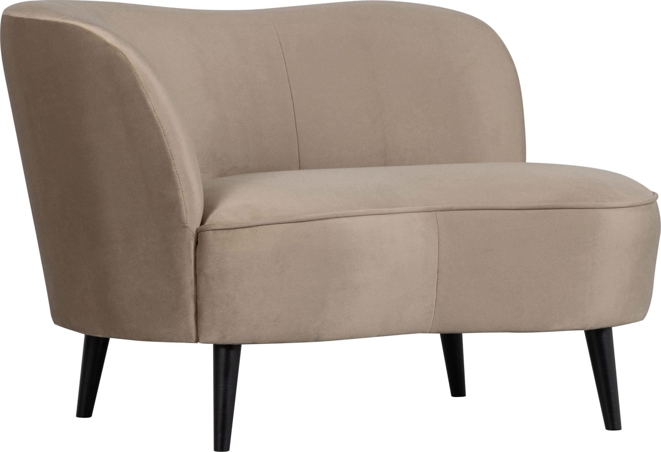 WOOOD Sara Lounge Fauteuil Links Fluweel Khaki Beige|Taupe Fauteuil