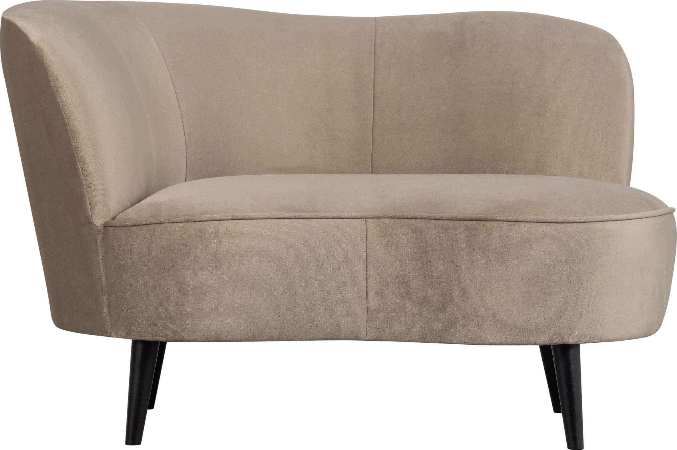 WOOOD Sara Lounge Fauteuil Links Fluweel Khaki Beige|Taupe Fauteuil