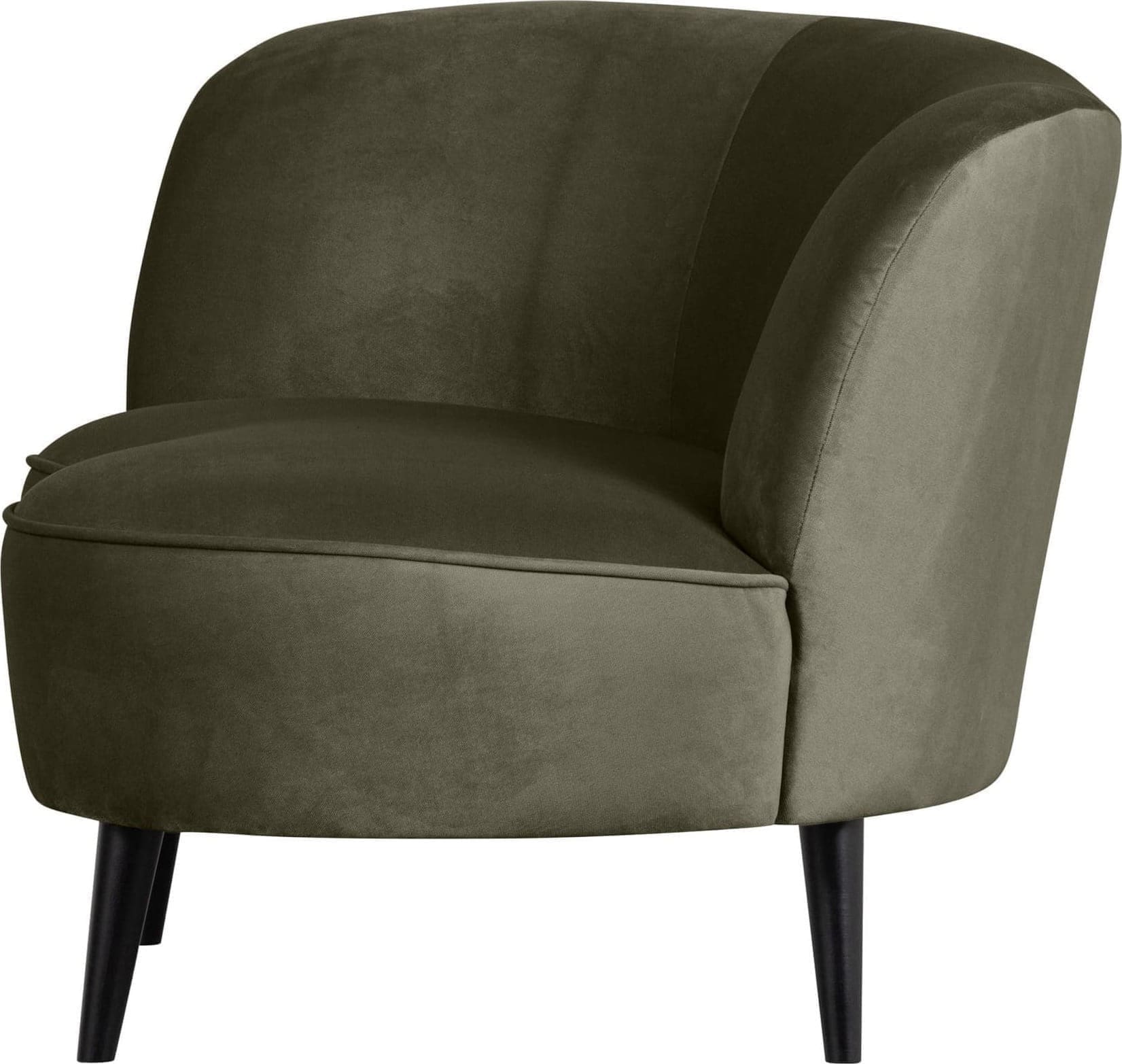 WOOOD Sara Lounge Fauteuil Links Fluweel Warm Groen Groen Fauteuil