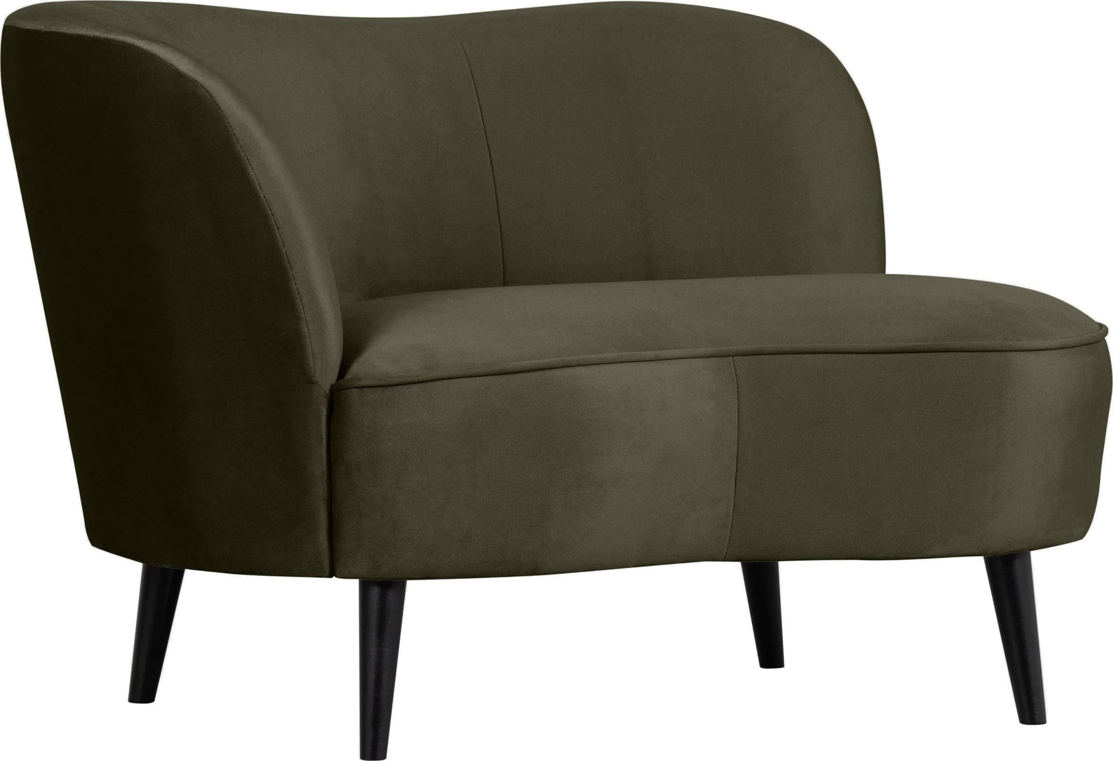 WOOOD Sara Lounge Fauteuil Links Fluweel Warm Groen Groen Fauteuil