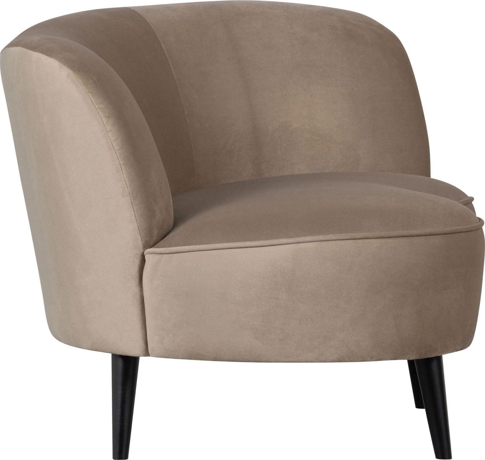 WOOOD Sara Lounge Fauteuil Rechts Fluweel Khaki Beige|Taupe Fauteuil