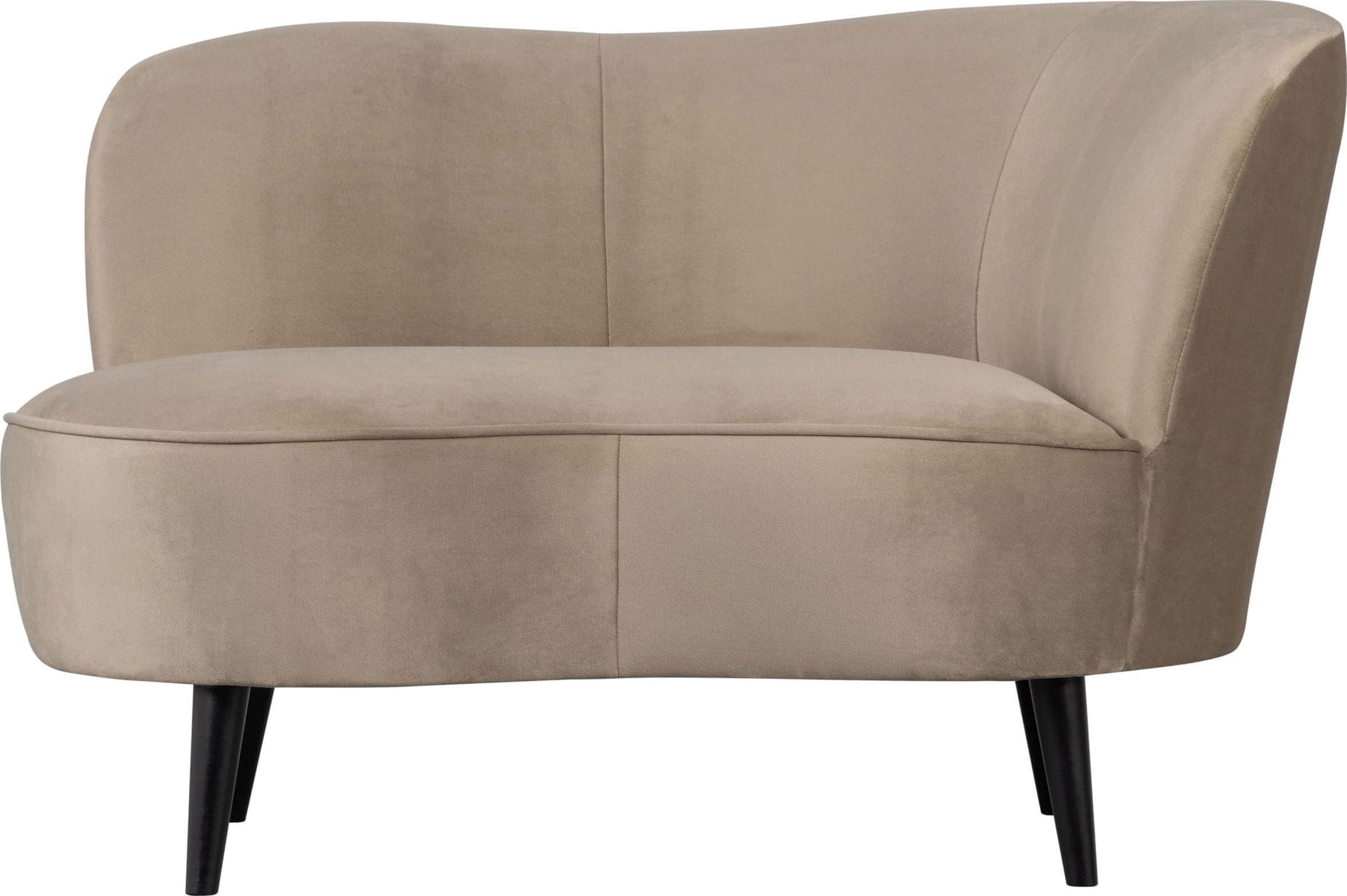 WOOOD Sara Lounge Fauteuil Rechts Fluweel Khaki Beige|Taupe Fauteuil