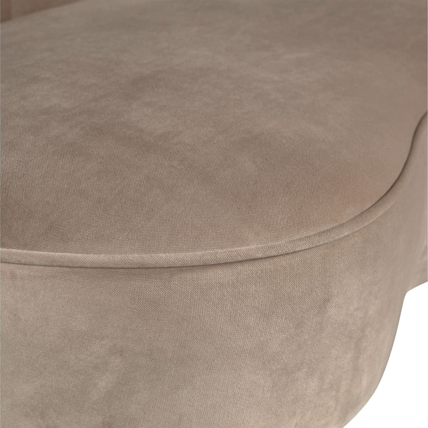 WOOOD Sara Lounge Fauteuil Rechts Fluweel Khaki Beige|Taupe Fauteuil