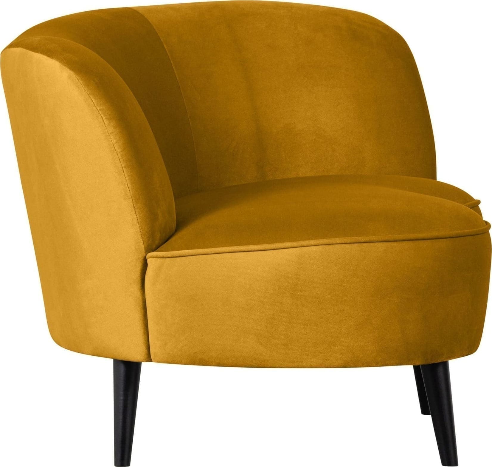 WOOOD Sara Lounge Fauteuil Rechts Fluweel Oker Geel Fauteuil