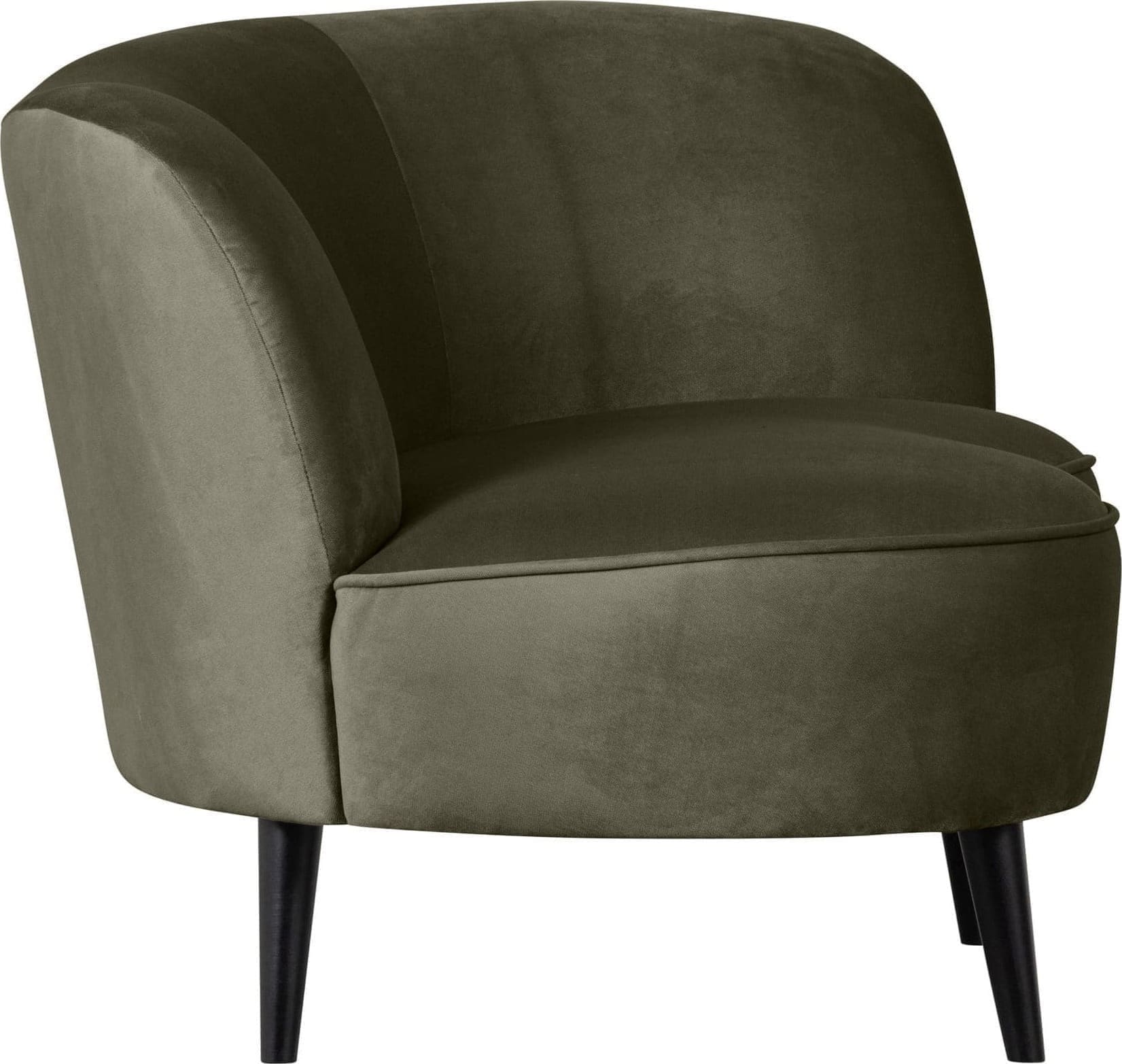 WOOOD Sara Lounge Fauteuil Rechts Fluweel Warm Groen Groen Fauteuil