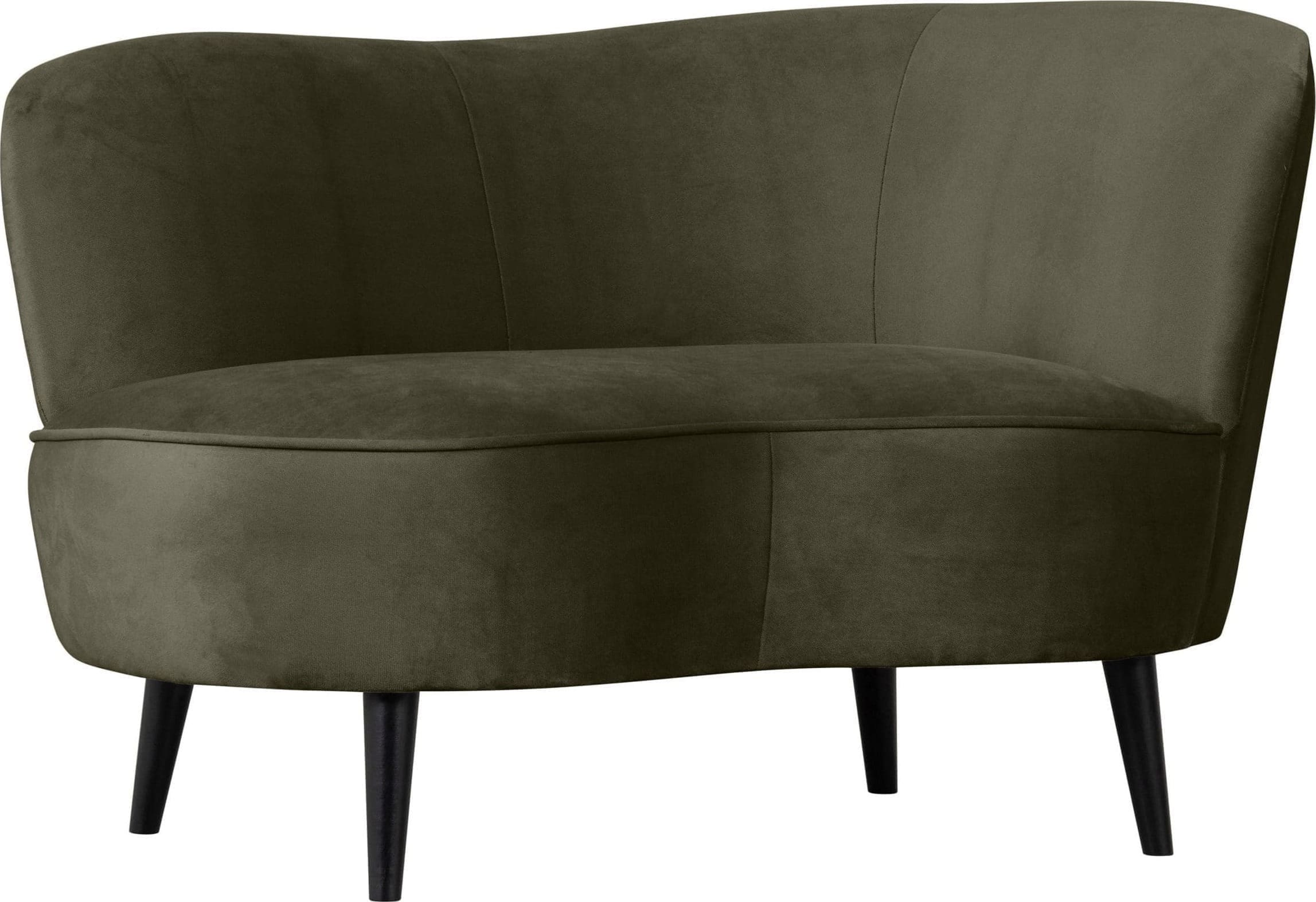 WOOOD Sara Lounge Fauteuil Rechts Fluweel Warm Groen Groen Fauteuil