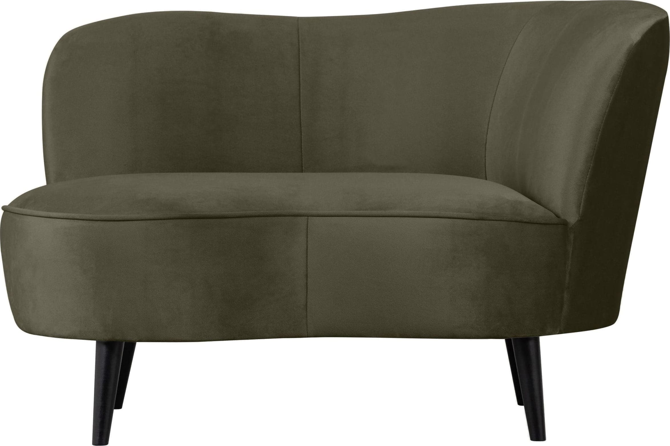 WOOOD Sara Lounge Fauteuil Rechts Fluweel Warm Groen Groen Fauteuil
