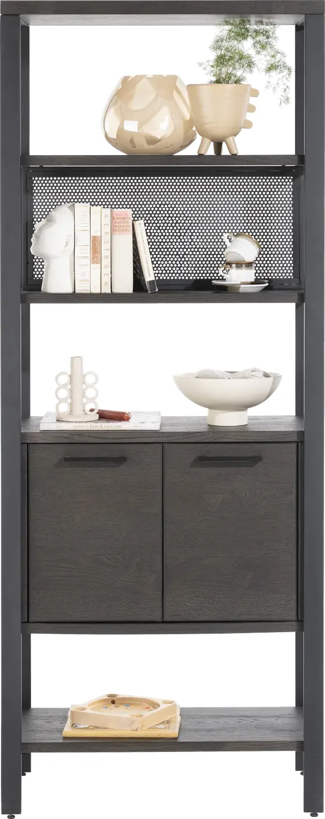 Henders & Hazel Ridgefield roomdivider 80 cm. - 4-deuren + 3-niches - castle antraciet Antraciet Kast
