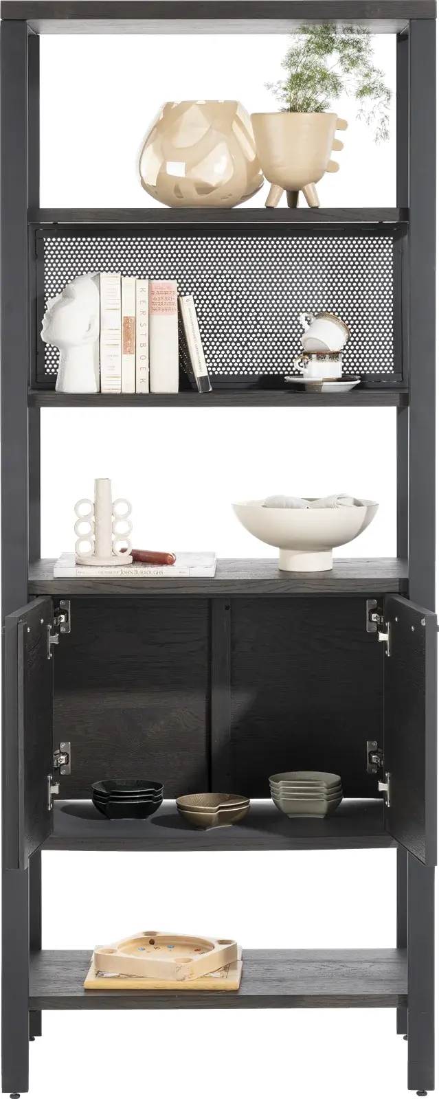 Henders & Hazel Ridgefield roomdivider 80 cm. - 4-deuren + 3-niches - castle antraciet Antraciet Kast