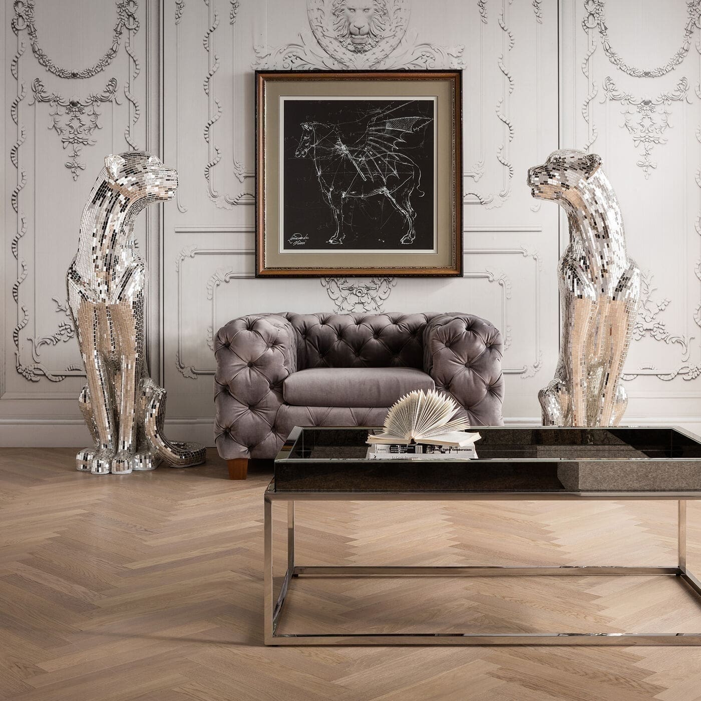 Beeld Mosaik Welcome Panther Left XL Kare Design Beeld 39252